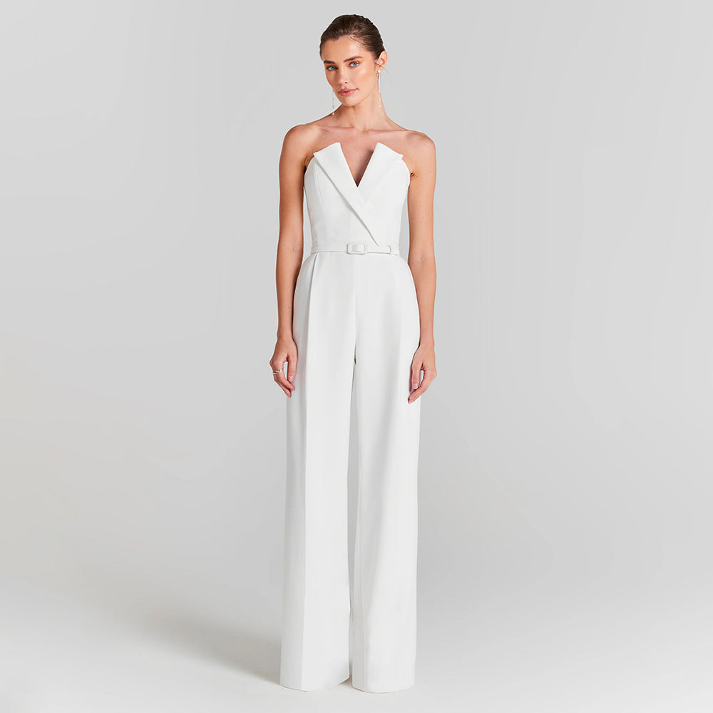 In Stock | White Bubble Bead Jumpsuit, Fashionable Casual Two-Piece Set, High-End European and American Women's Clothing, European and American Style.