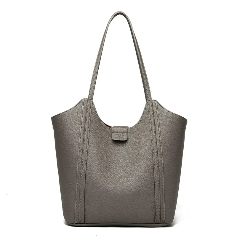 Elegant Women's Handbag Quality Leather Top-Handle Bag Ladies Solid Color Shoulder Crossbody Bag Casual Tote Purse Messenger Sac