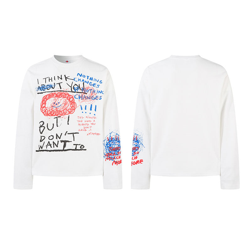 Long Sleeve T-Shirt Men Loose Waffle Knit Base Top
