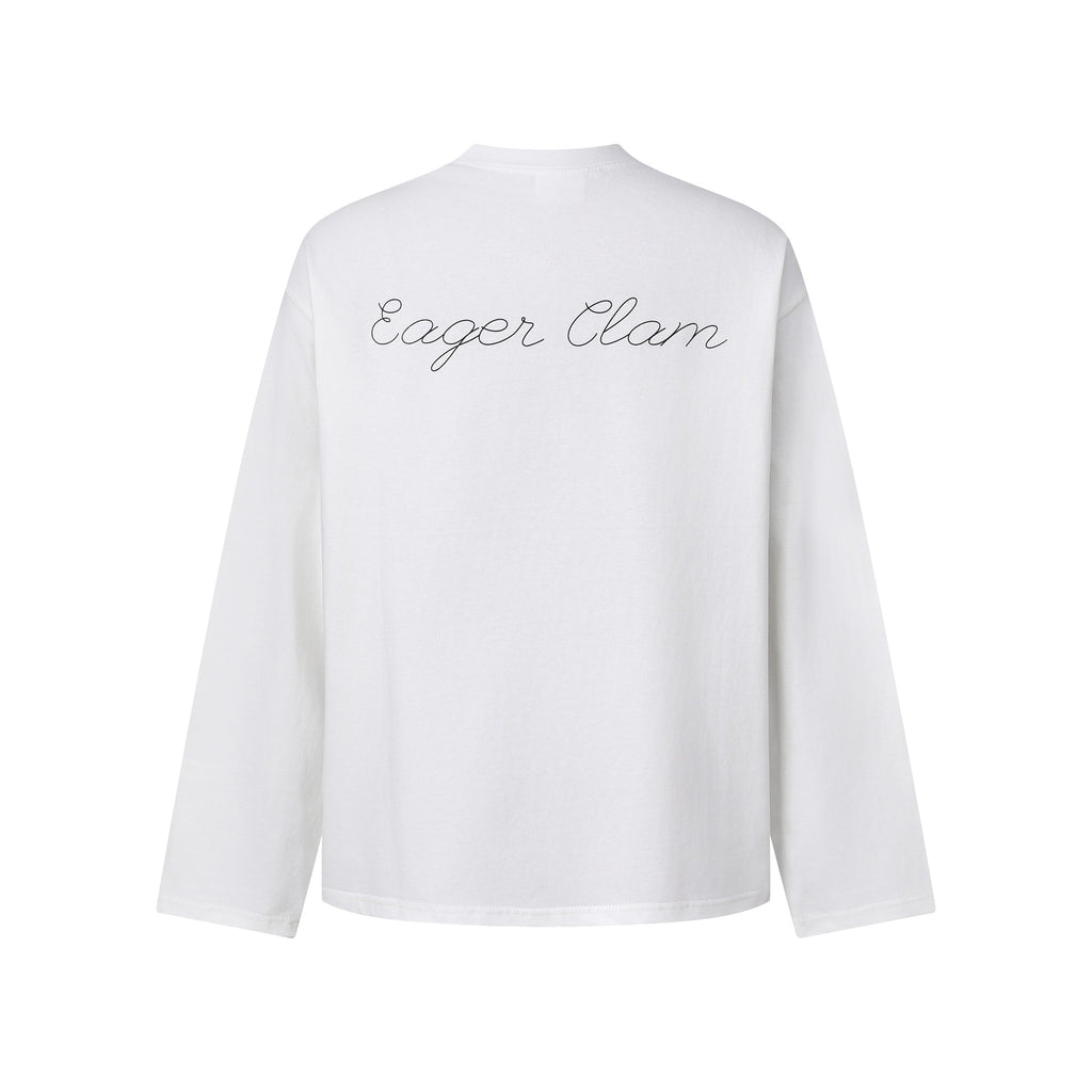 Simple letter logo print design loose long-sleeved T-shirt for men