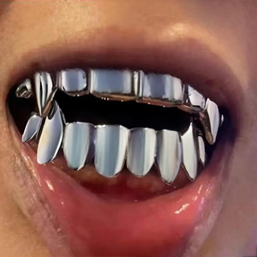 Rapper Eight-Tooth Sharp Tiger Teeth 24K Gold Plated Hip-Hop Dental Grillz for Men and Women, Premium Quality Jewelry Accessory