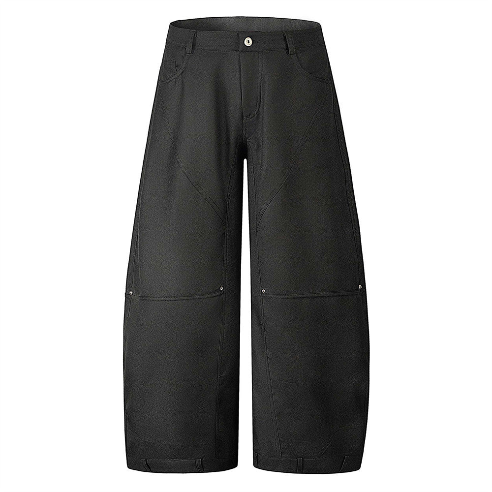 Oversized Wide-Leg Casual Trousers for Men with Reversible Design and Unique Style
