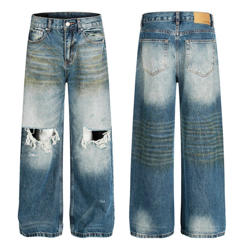 Pantalon denim déchiré pour homme et femme
