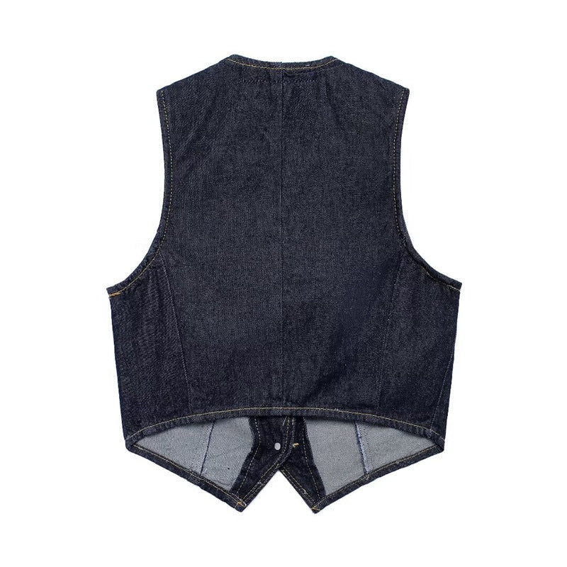 Fashionable and versatile wide leg comfortable casual high waisted denim top+pants set