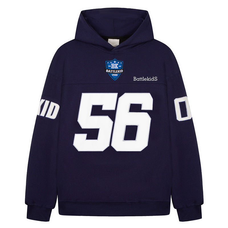 Hoodie women's badge embroidered loose shoulder pullover top