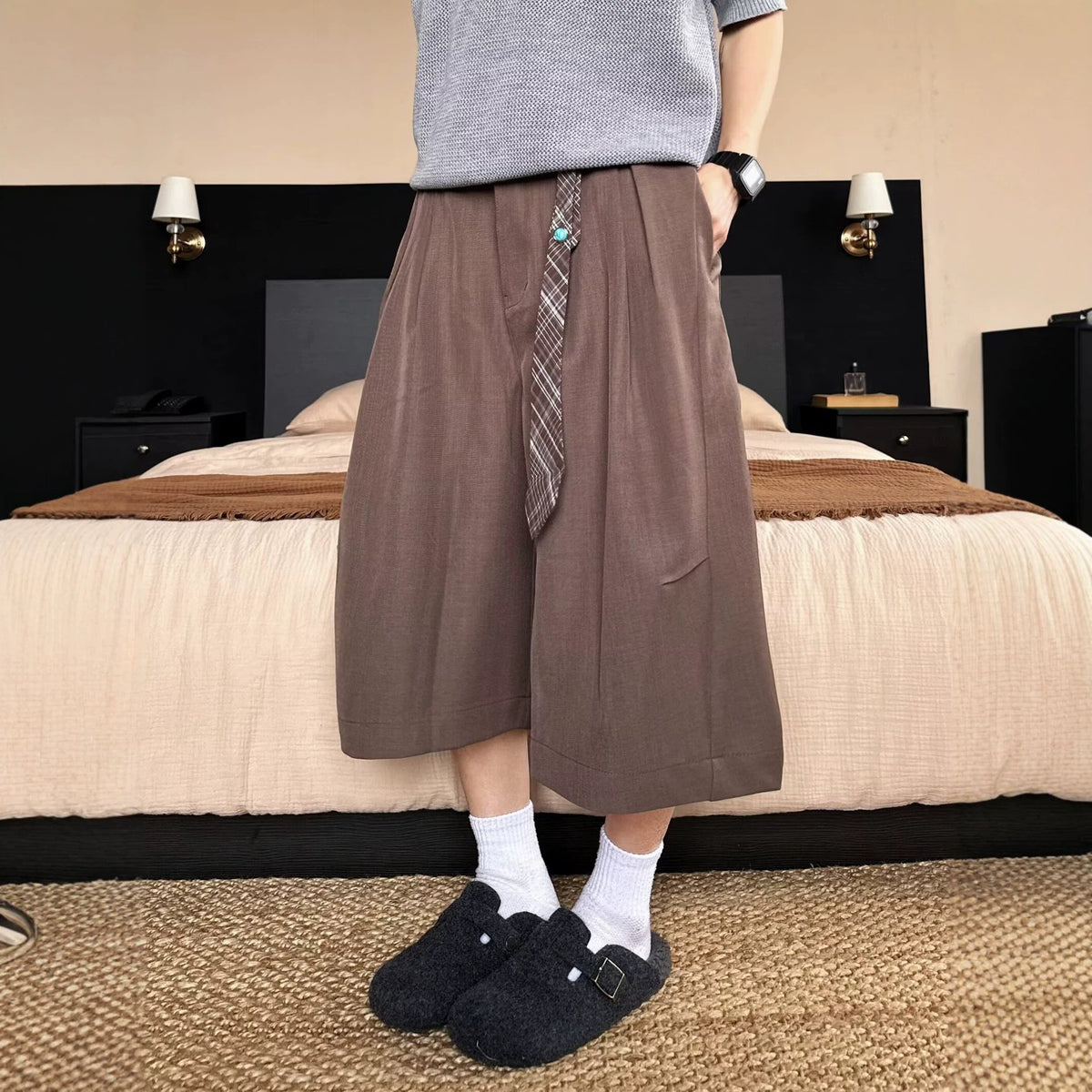 Vintage Casual Wide Leg Seven-Quarter Trousers for Men and Women