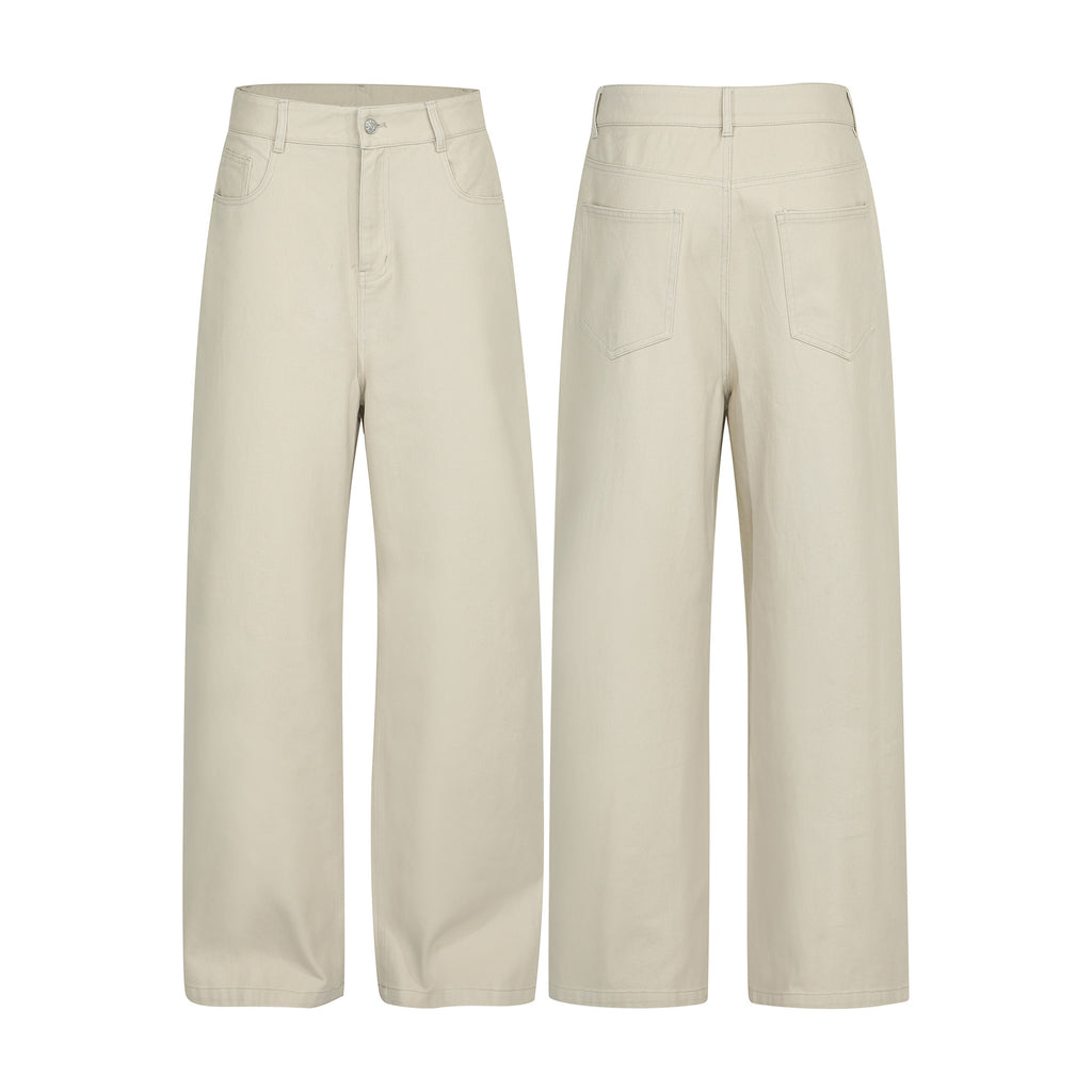 Pantalon Cargo Rétro Unisexe Street Style Couleur Unie Coupe Décontractée pour Homme, Coupe Droite Ample