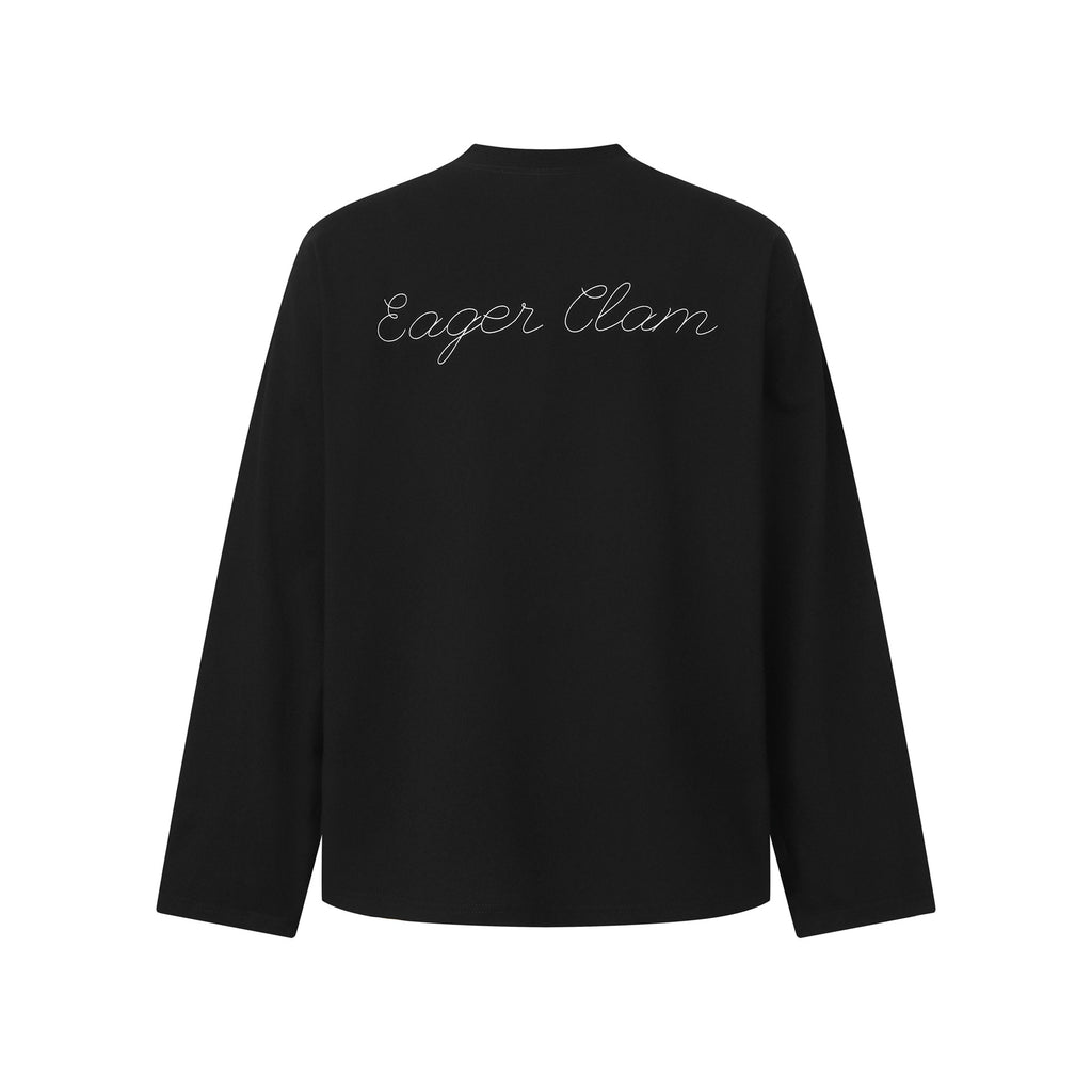 Simple letter logo print design loose long-sleeved T-shirt for men
