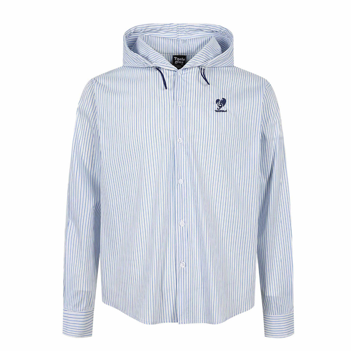 Vertical Stripe Music Note Embroidery Loose Fit Long Sleeve Hooded Shirt for Men