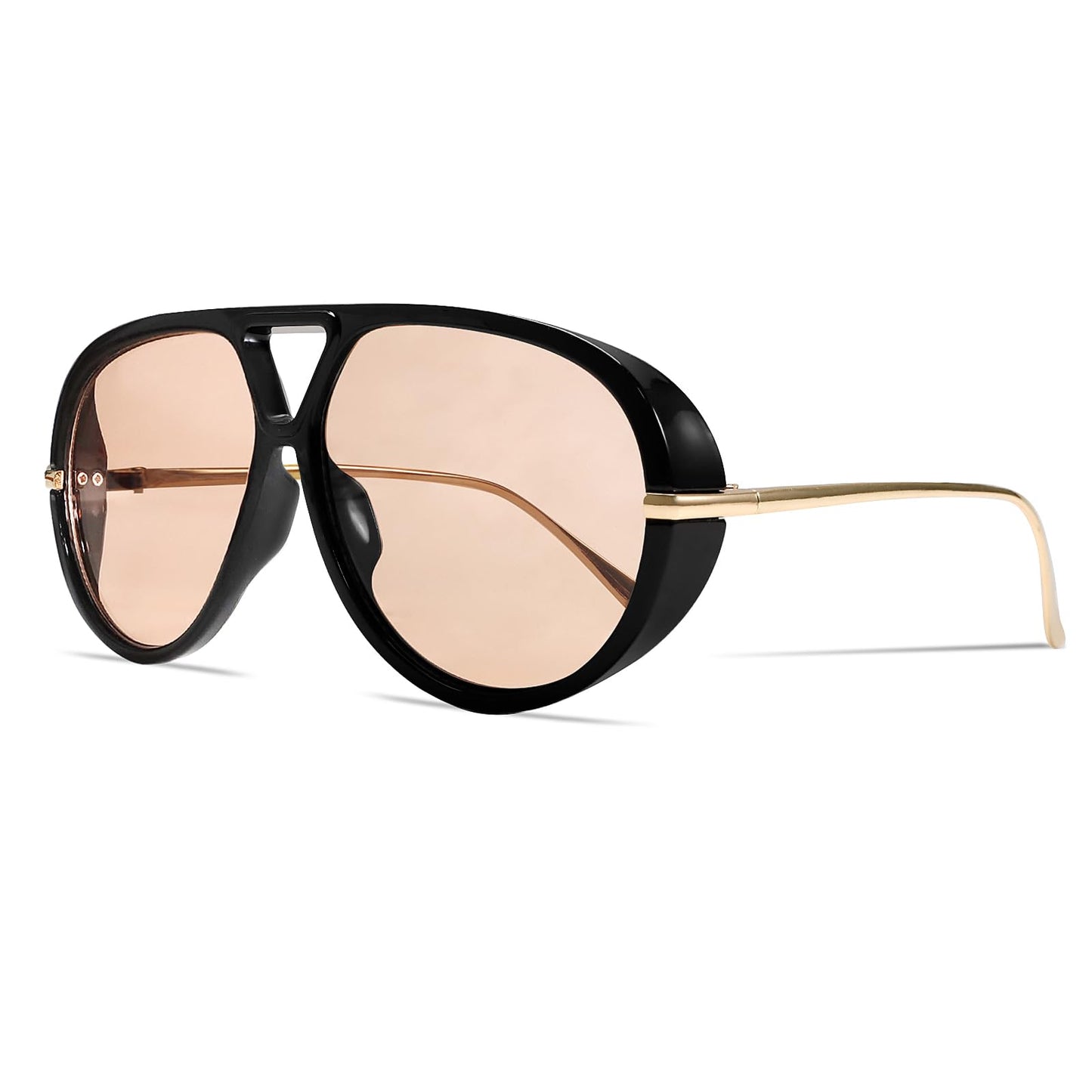 GUVIVI Retro Gold Aviator Sunglasses for Women Men Oversized 70s Glasses