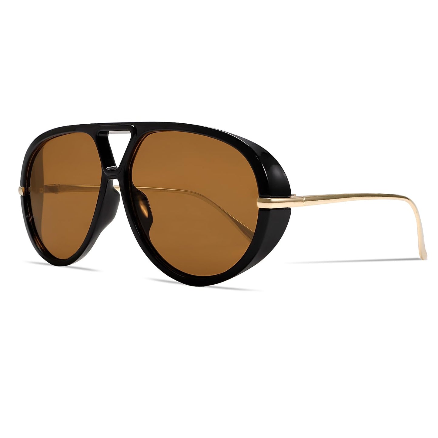 GUVIVI Retro Gold Aviator Sunglasses for Women Men Oversized 70s Glasses