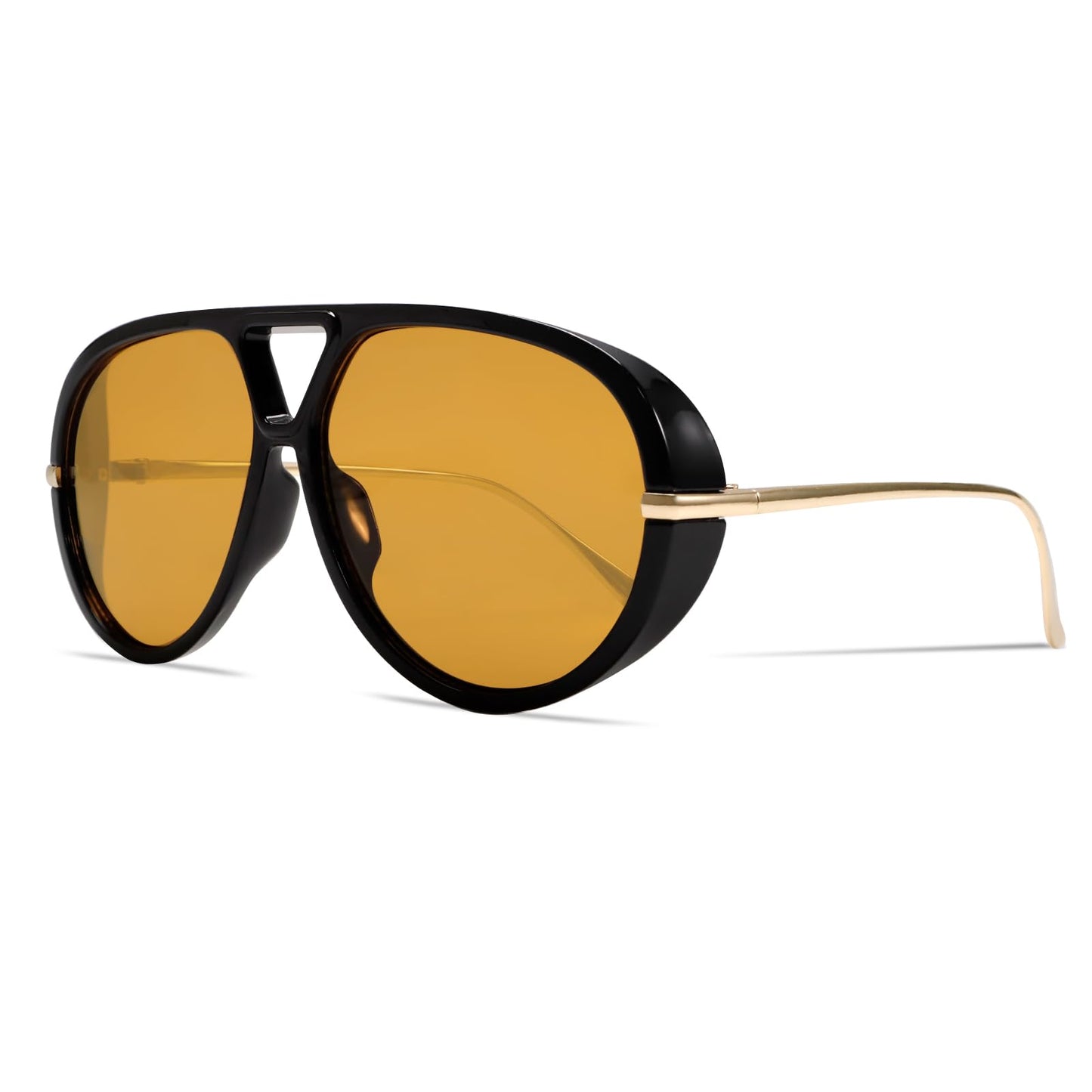 GUVIVI Retro Gold Aviator Sunglasses for Women Men Oversized 70s Glasses