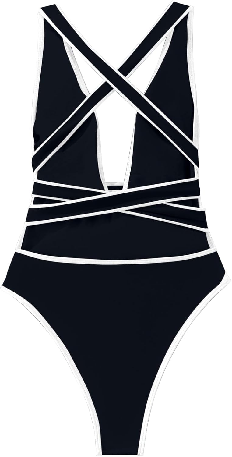 Lilosy Sexy One Piece Swimsuit Women Plunge Bathing Suits