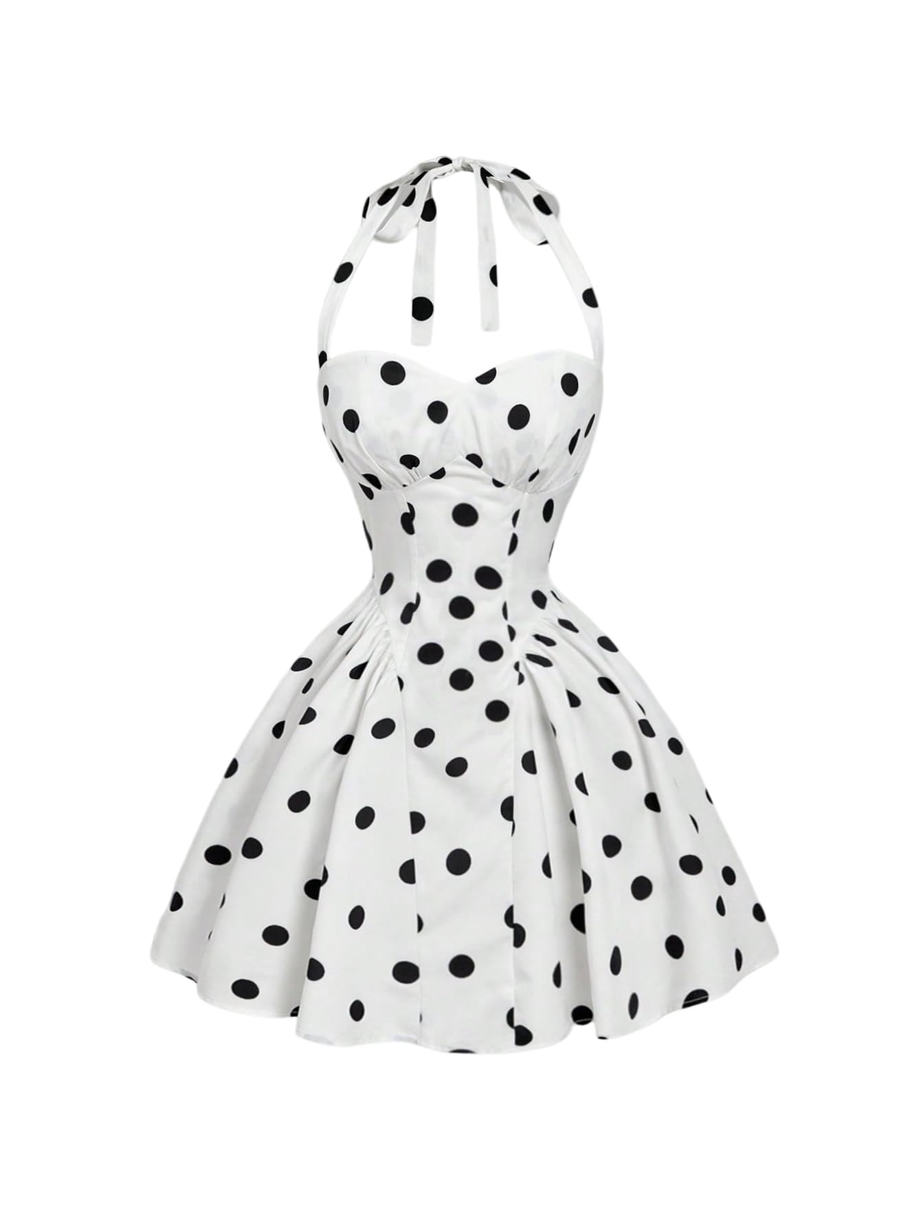 SHENHE Women's Polka Dots Vintage Halter Swing Dress Fit and Flare Sundress