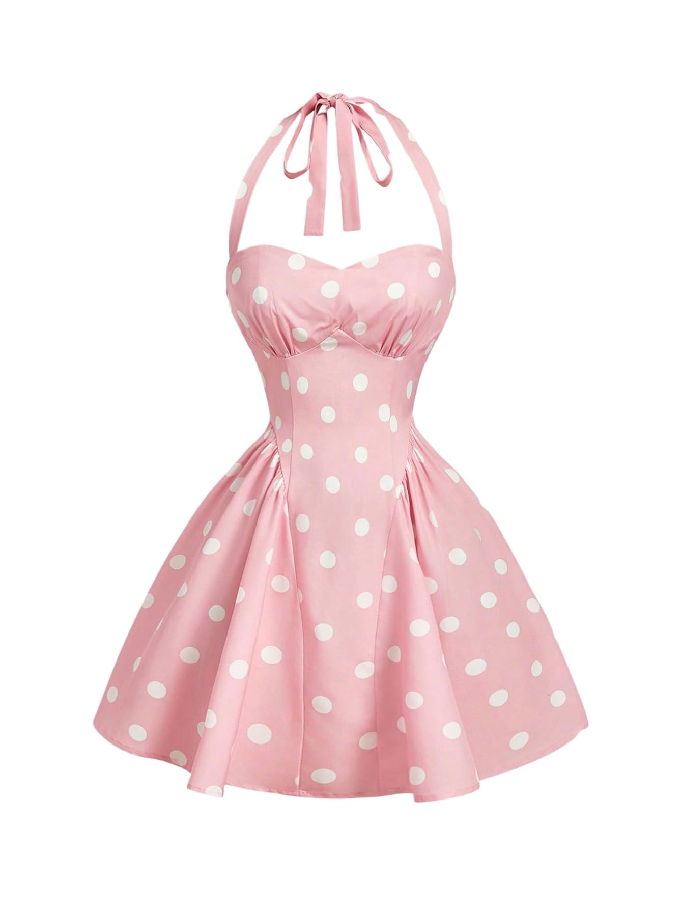 SHENHE Women's Polka Dots Vintage Halter Swing Dress Fit and Flare Sundress