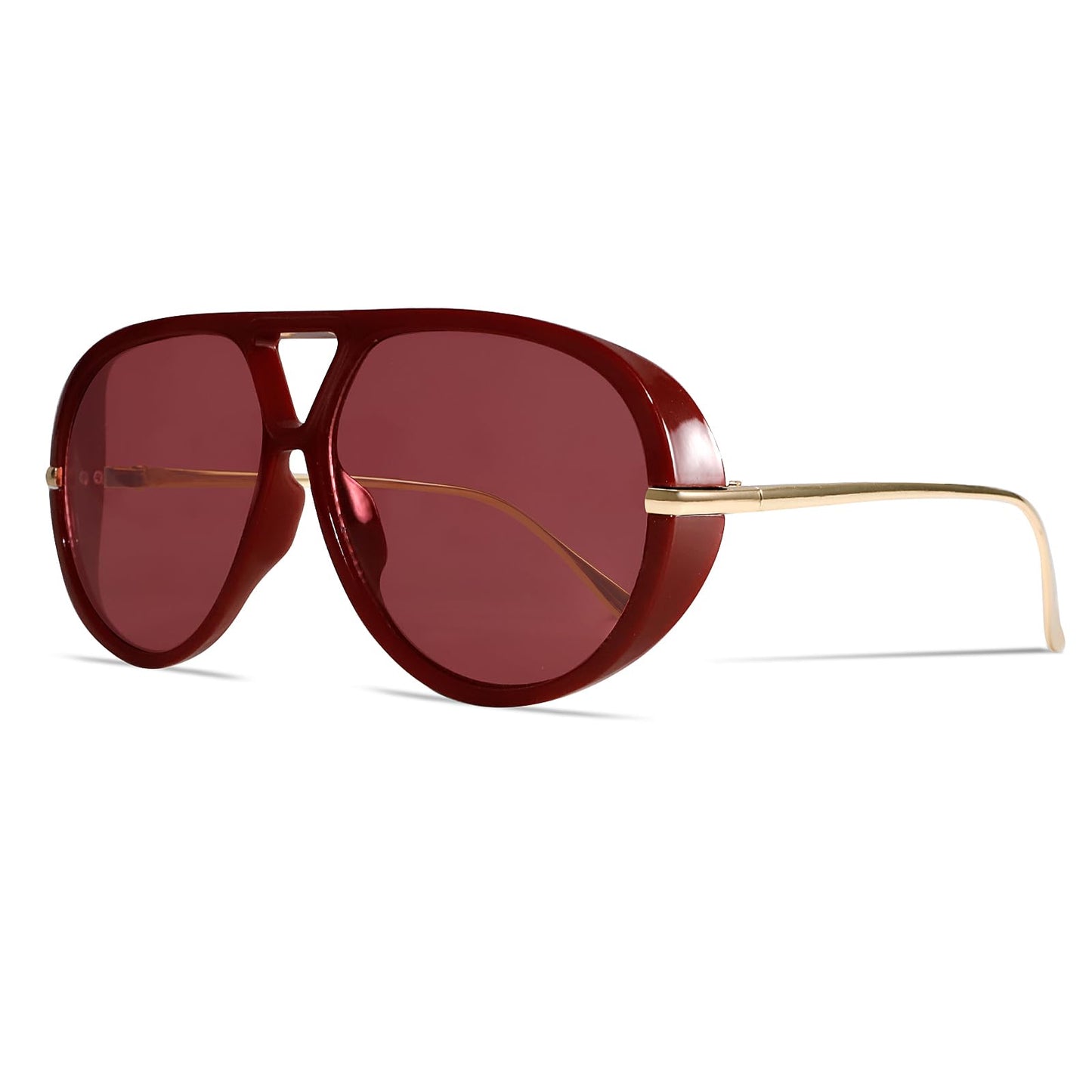 GUVIVI Retro Gold Aviator Sunglasses for Women Men Oversized 70s Glasses