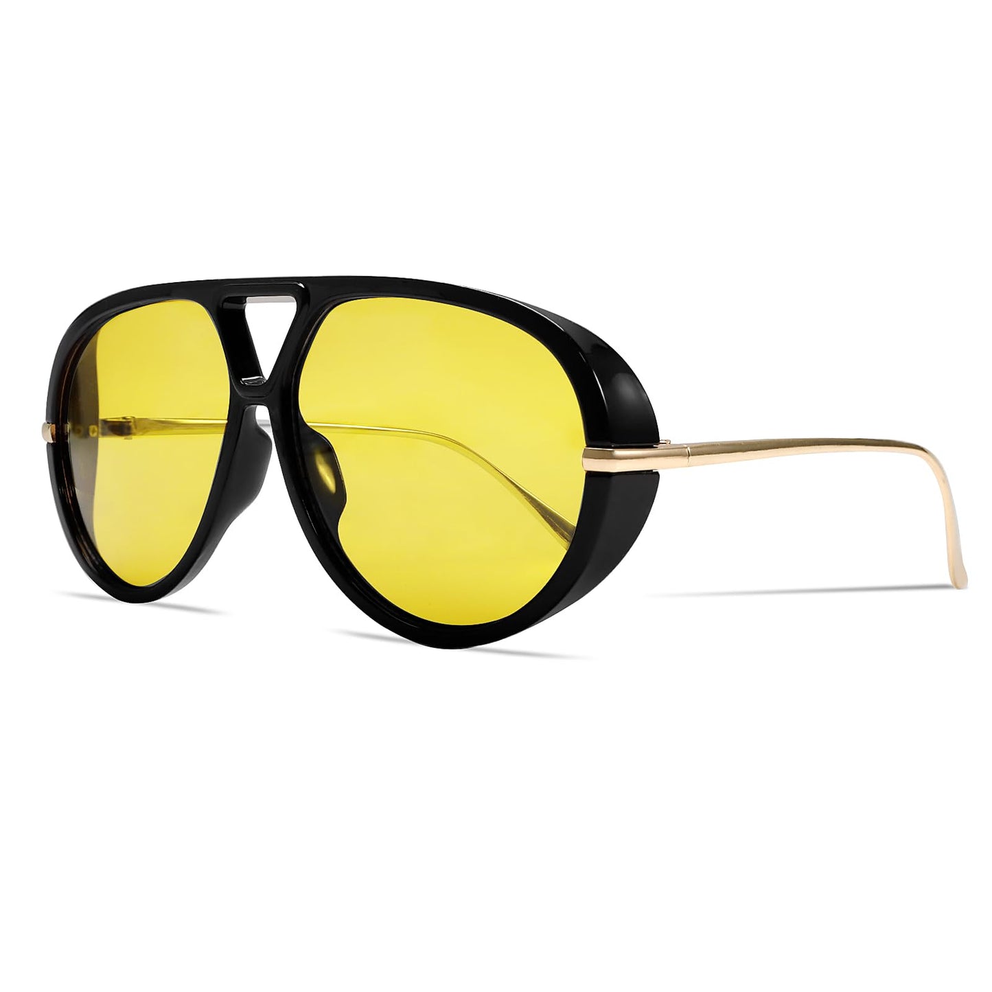 GUVIVI Retro Gold Aviator Sunglasses for Women Men Oversized 70s Glasses