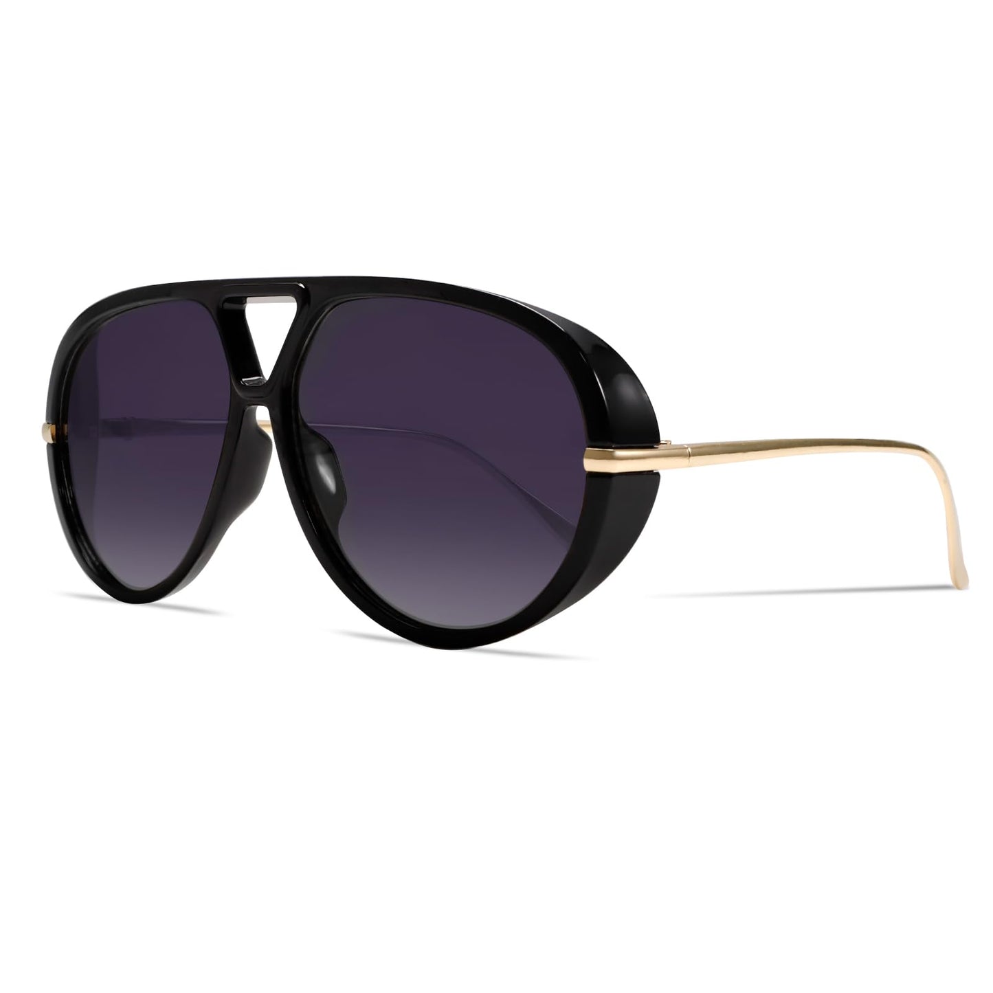 GUVIVI Retro Gold Aviator Sunglasses for Women Men Oversized 70s Glasses