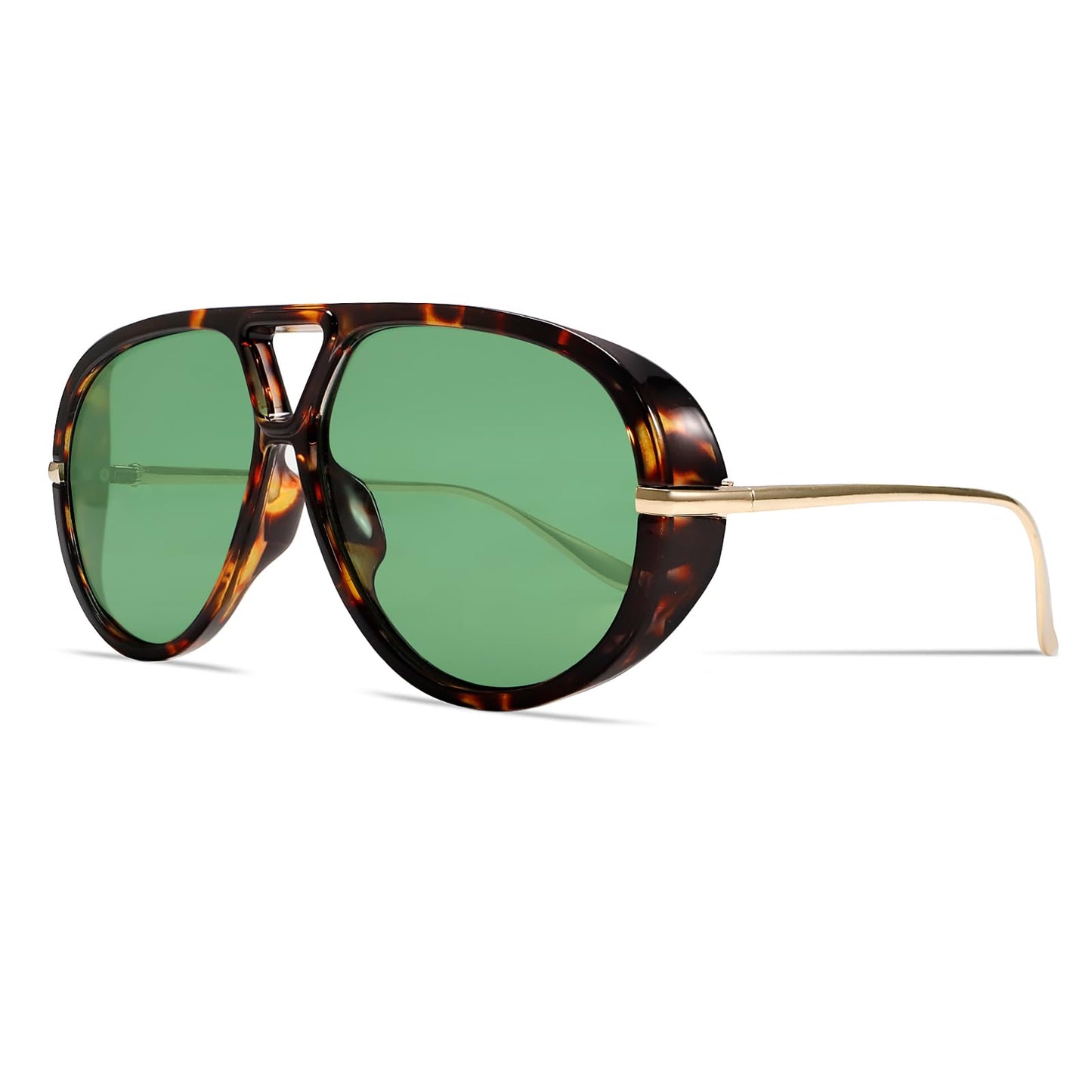 GUVIVI Retro Gold Aviator Sunglasses for Women Men Oversized 70s Glasses