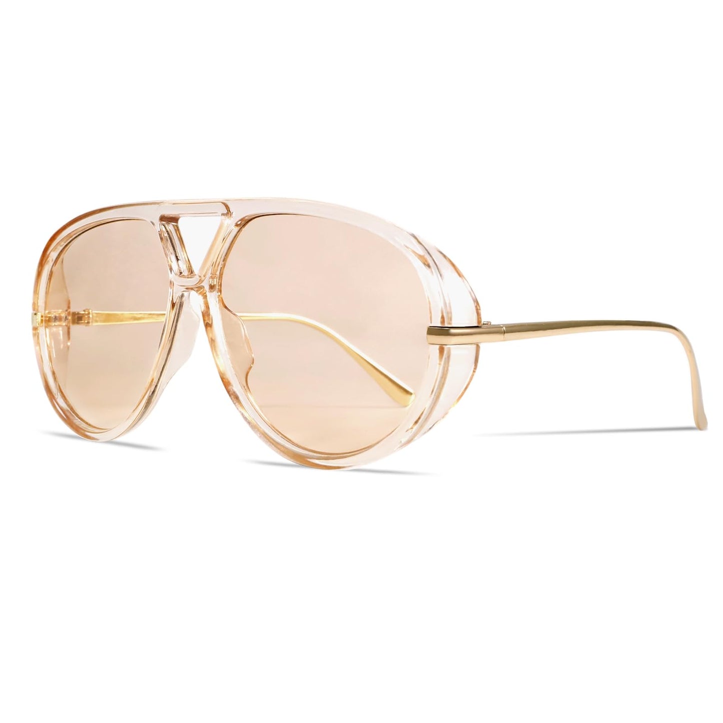 GUVIVI Retro Gold Aviator Sunglasses for Women Men Oversized 70s Glasses