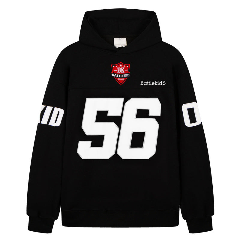 Hoodie women's badge embroidered loose shoulder pullover top