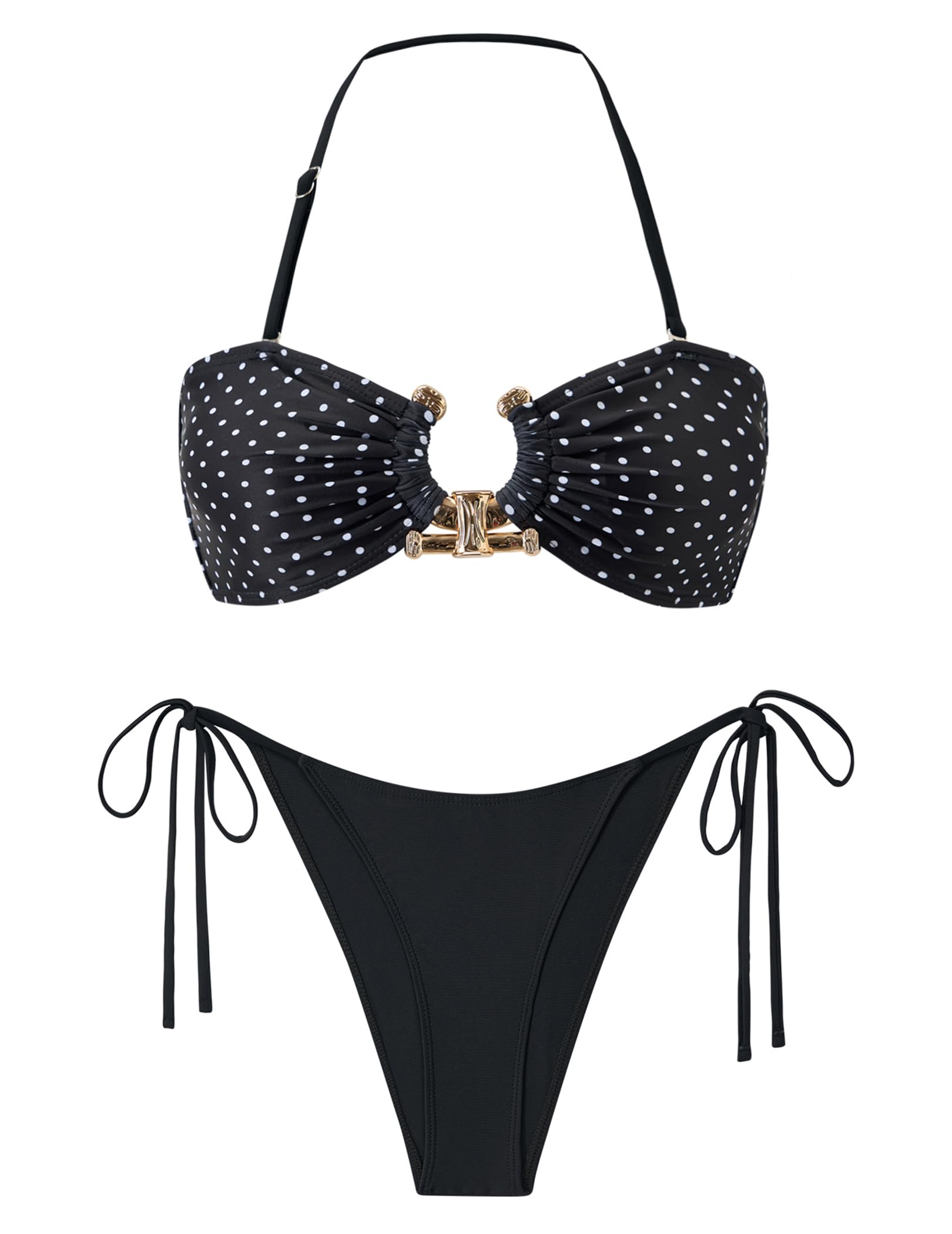 ZAFUL Bikini Sets for Women Strapless Top Sexy High Cut Two Piece Swimsuit