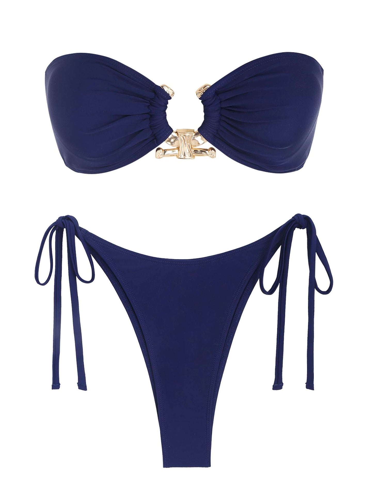 ZAFUL Bikini Sets for Women Strapless Top Sexy High Cut Two Piece Swimsuit
