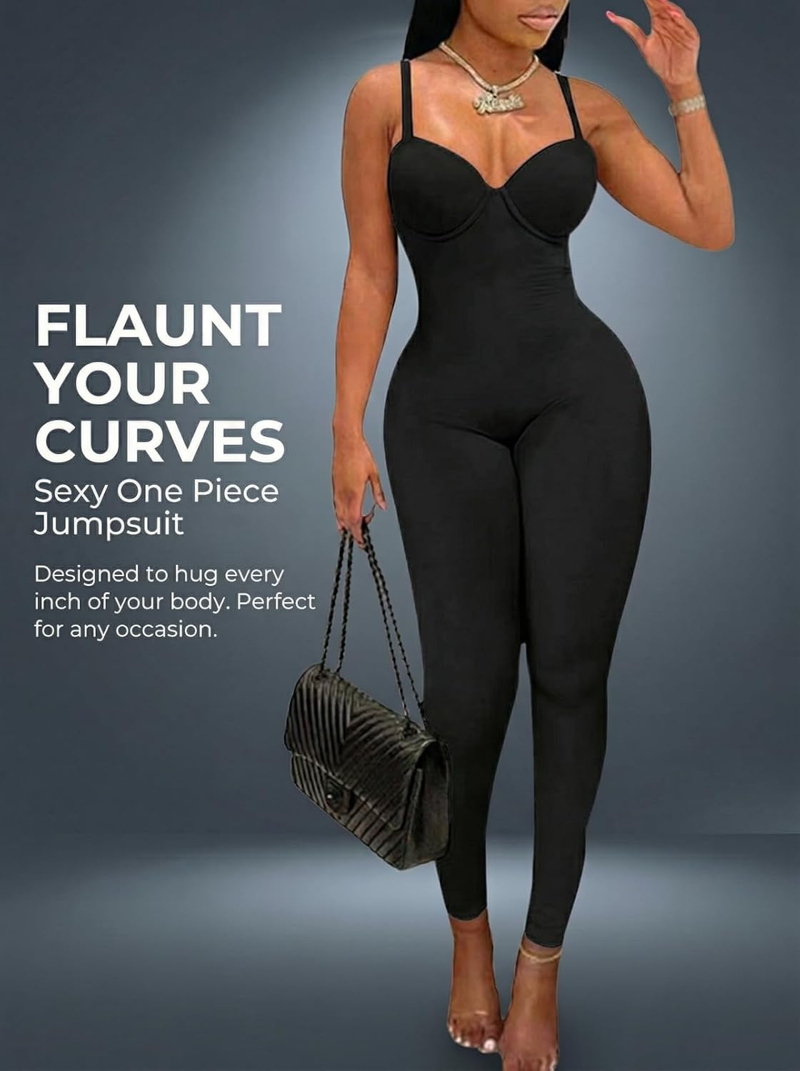 Sexy Jumpsuits for Women Bodycon Rompers with Built-in Bra