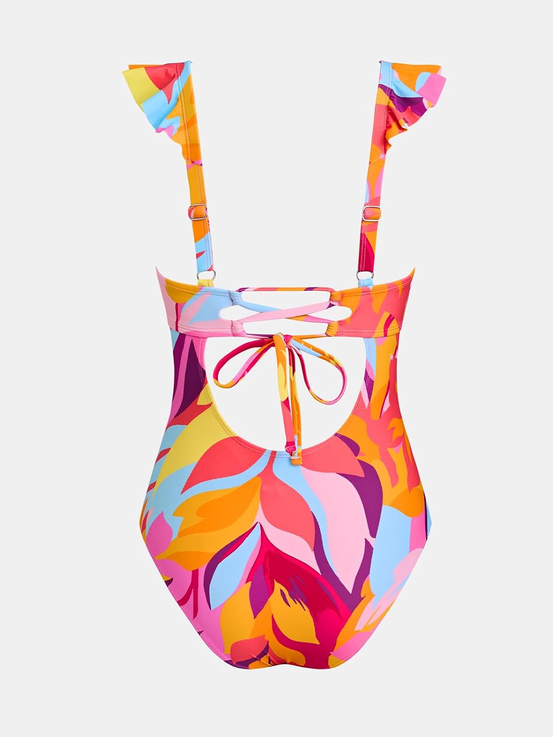 CUPSHE Women's Deep V Neck One Piece Ruffle Crisscross Cutout Swimsuit