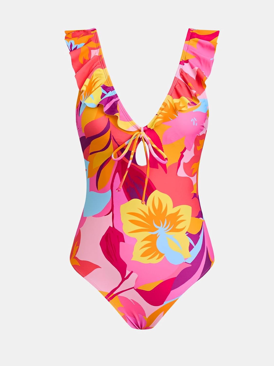 CUPSHE Women's Deep V Neck One Piece Ruffle Crisscross Cutout Swimsuit