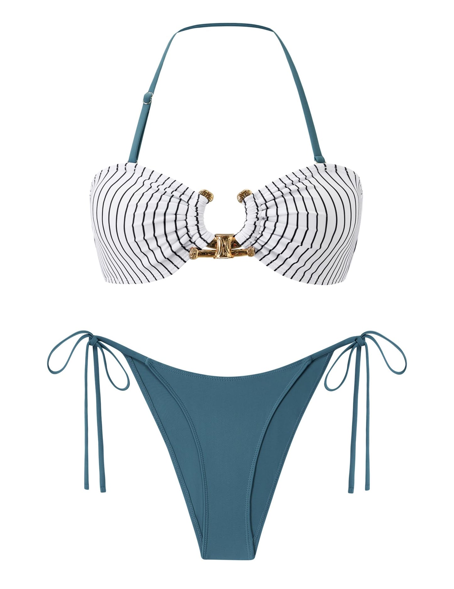 ZAFUL Bikini Sets for Women Strapless Top Sexy High Cut Two Piece Swimsuit