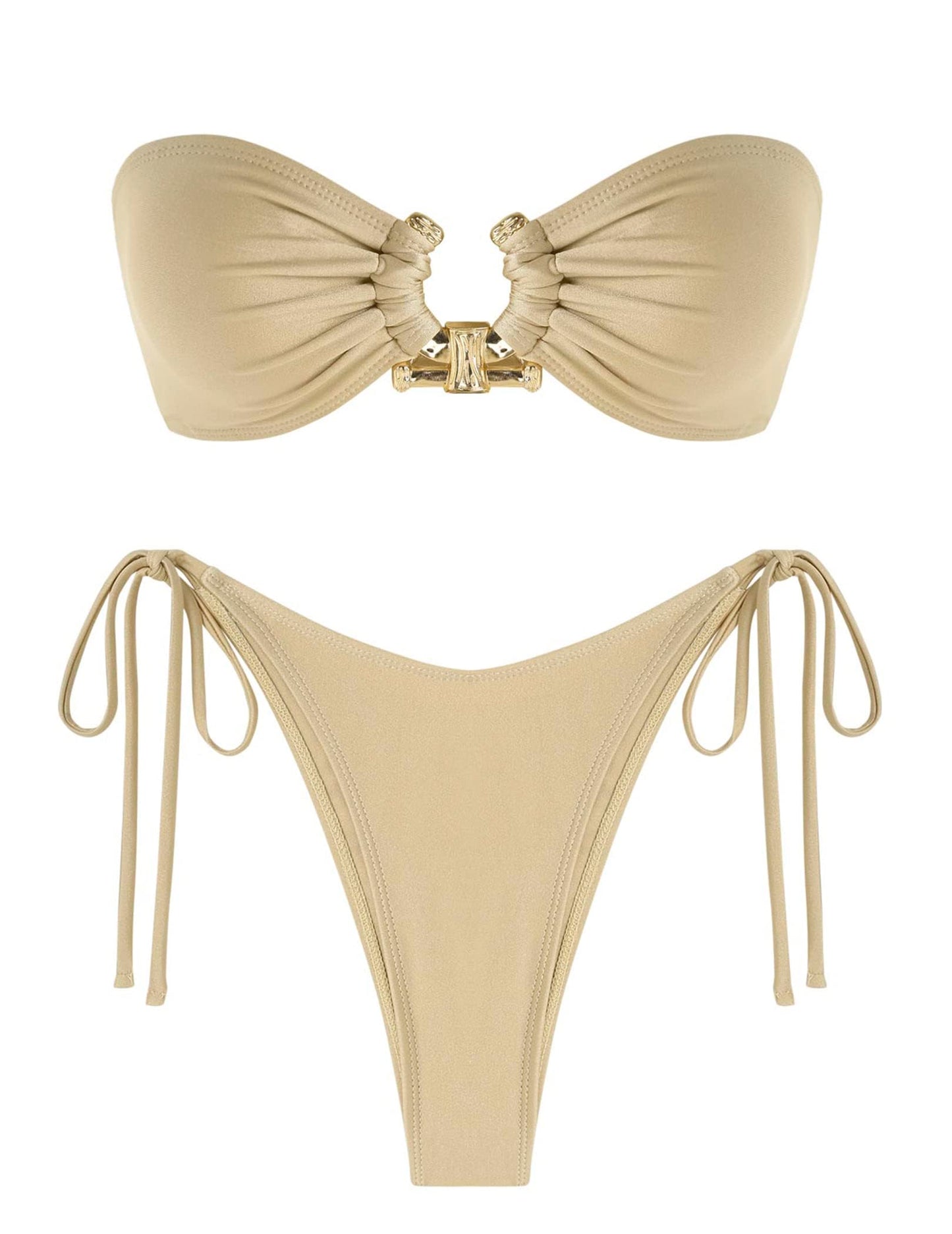 ZAFUL Bikini Sets for Women Strapless Top Sexy High Cut Two Piece Swimsuit
