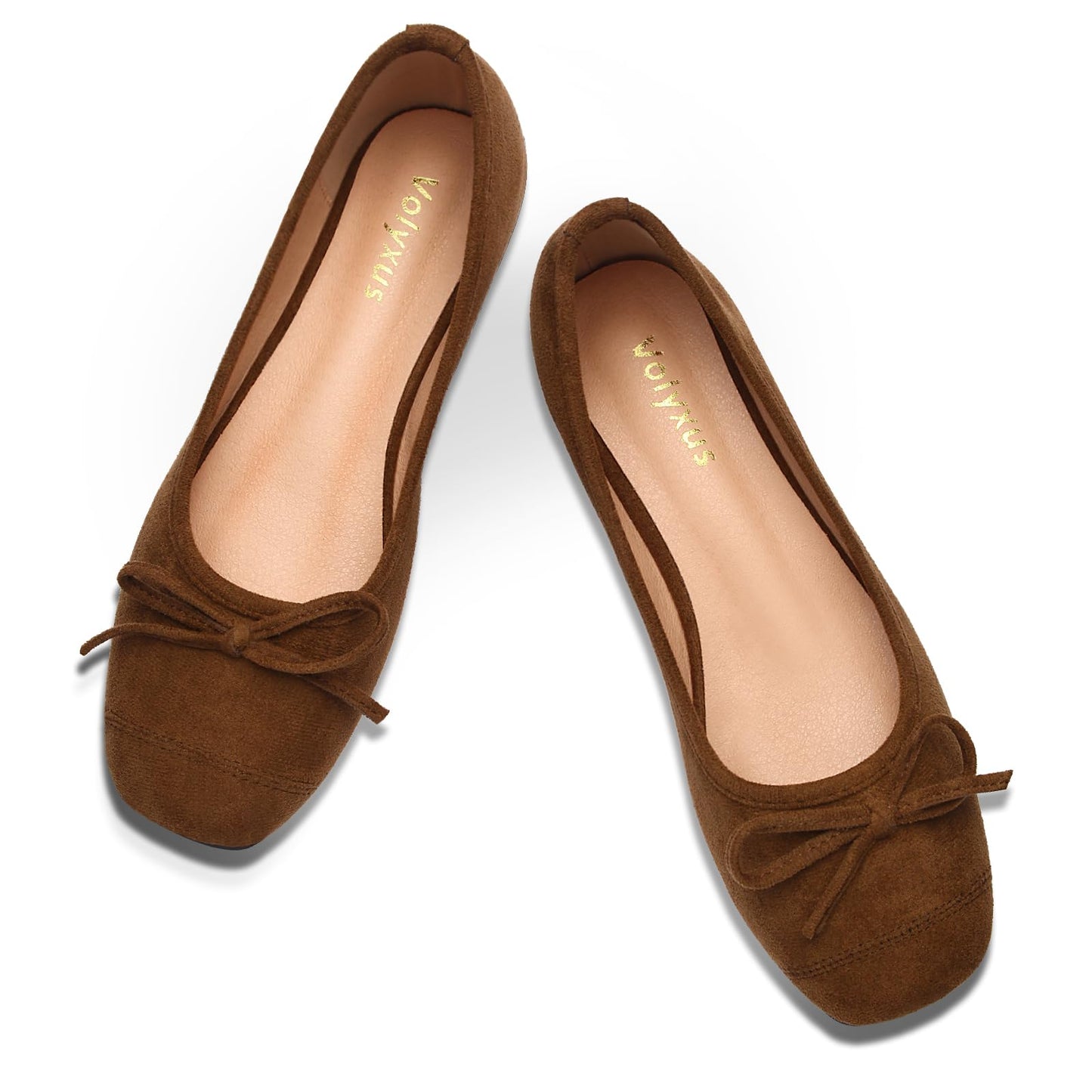 Women's Ballet Flats Cap Toe Bow Flats Two Tone Slip On Flats Comfort Square Toe Dressy Flat Shoes for Casual Work