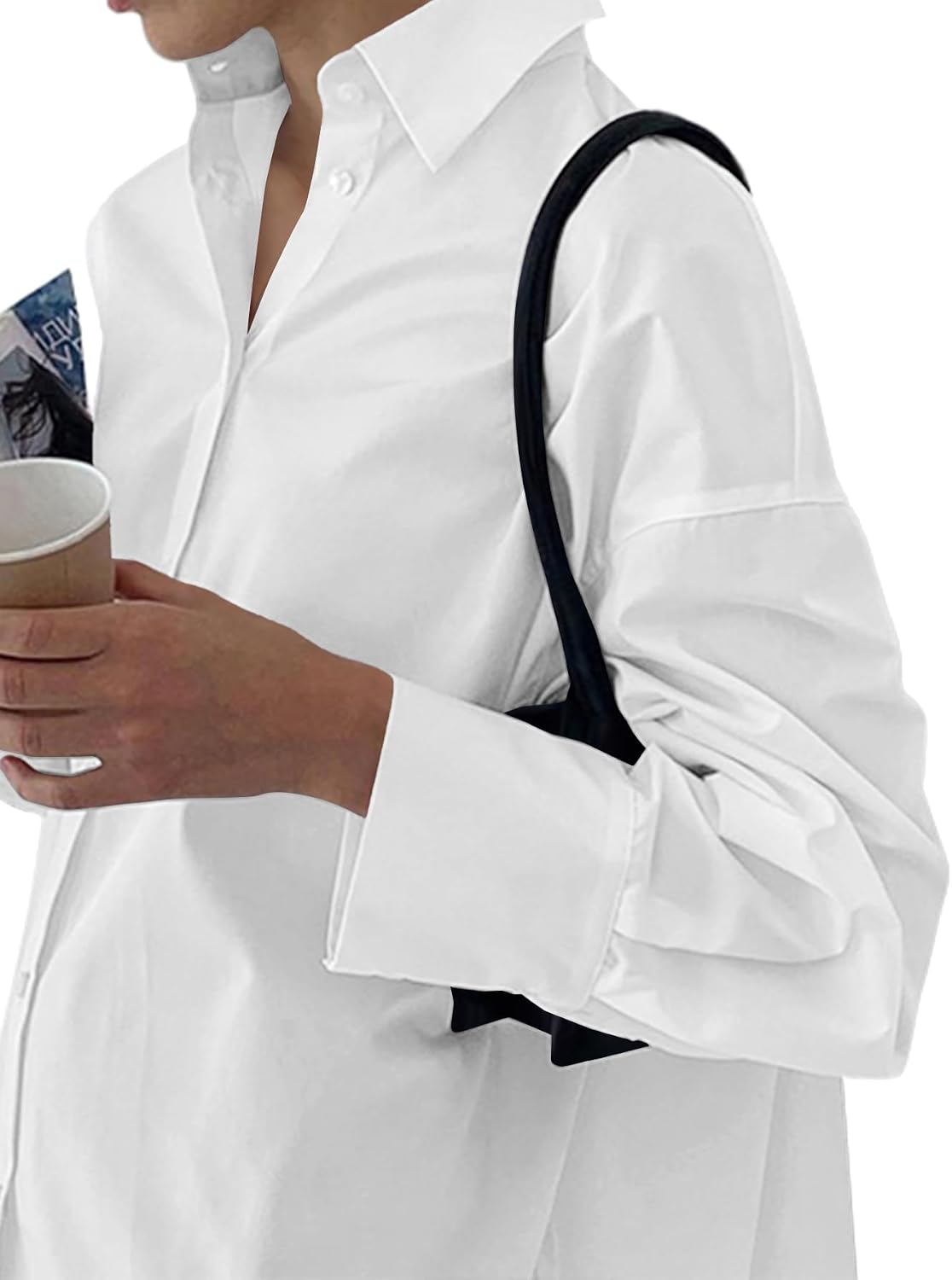 LYANER Women's V Neck Casual Shirt Dress