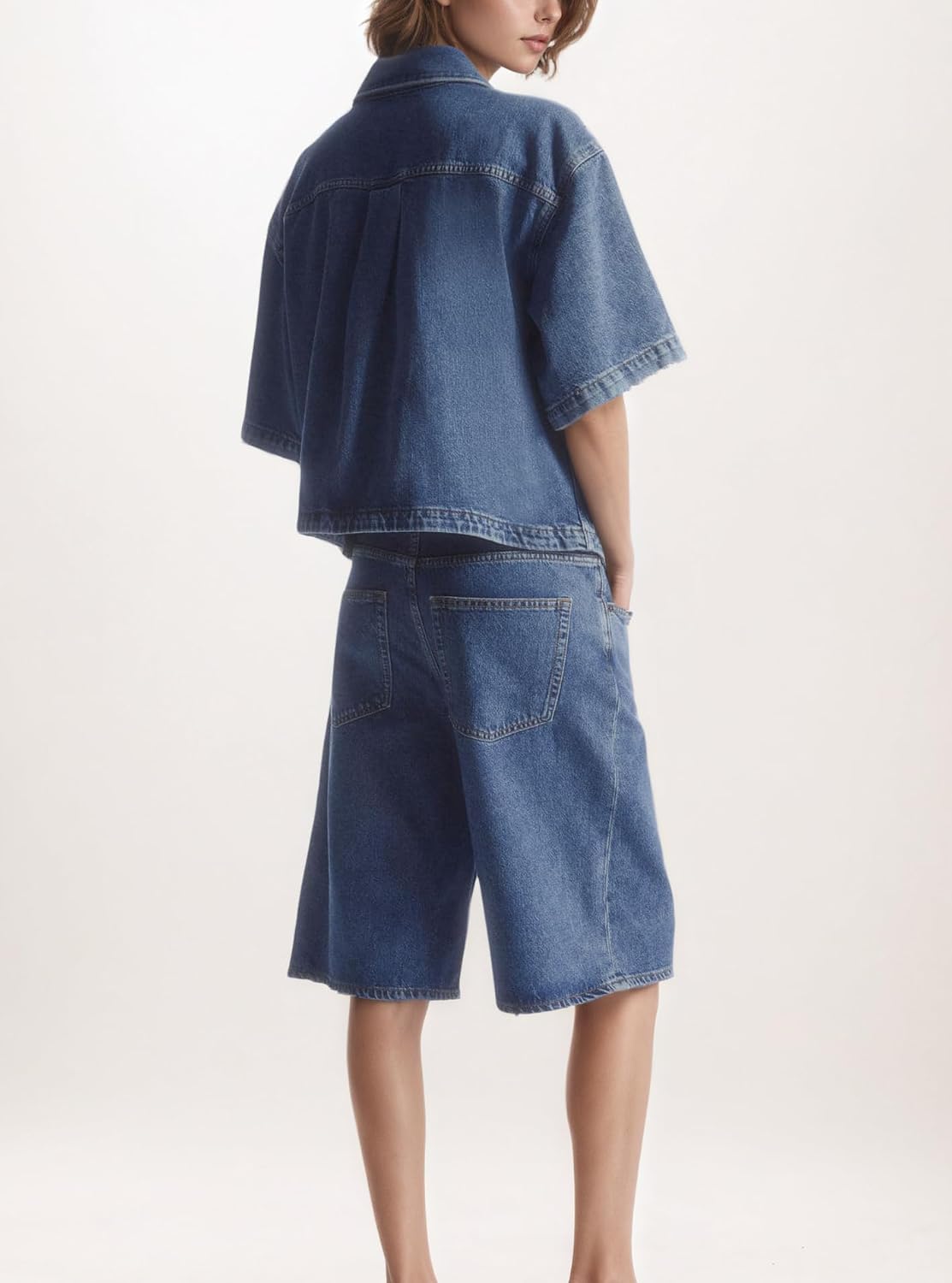 Kedera Women's Denim Shirt Casual Button Down Short Sleeve Jean Shirts Casual Top Outfits Trendy