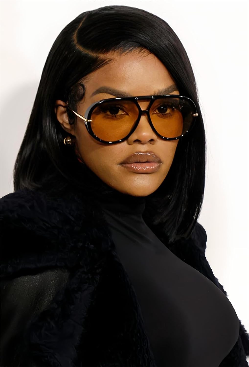 GUVIVI Retro Gold Aviator Sunglasses for Women Men Oversized 70s Glasses
