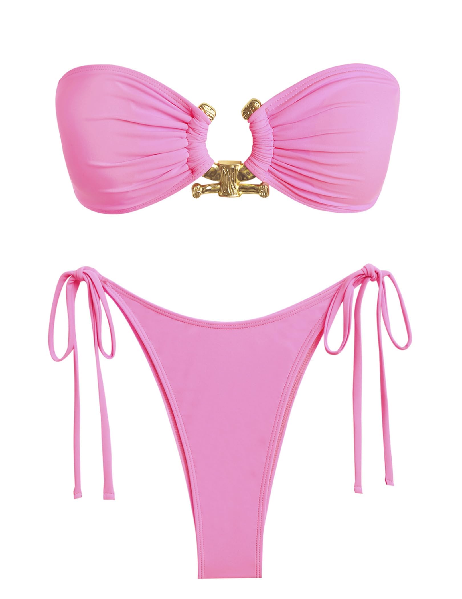 ZAFUL Bikini Sets for Women Strapless Top Sexy High Cut Two Piece Swimsuit