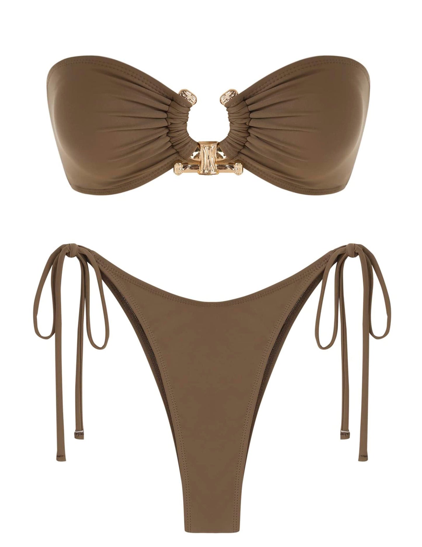 ZAFUL Bikini Sets for Women Strapless Top Sexy High Cut Two Piece Swimsuit