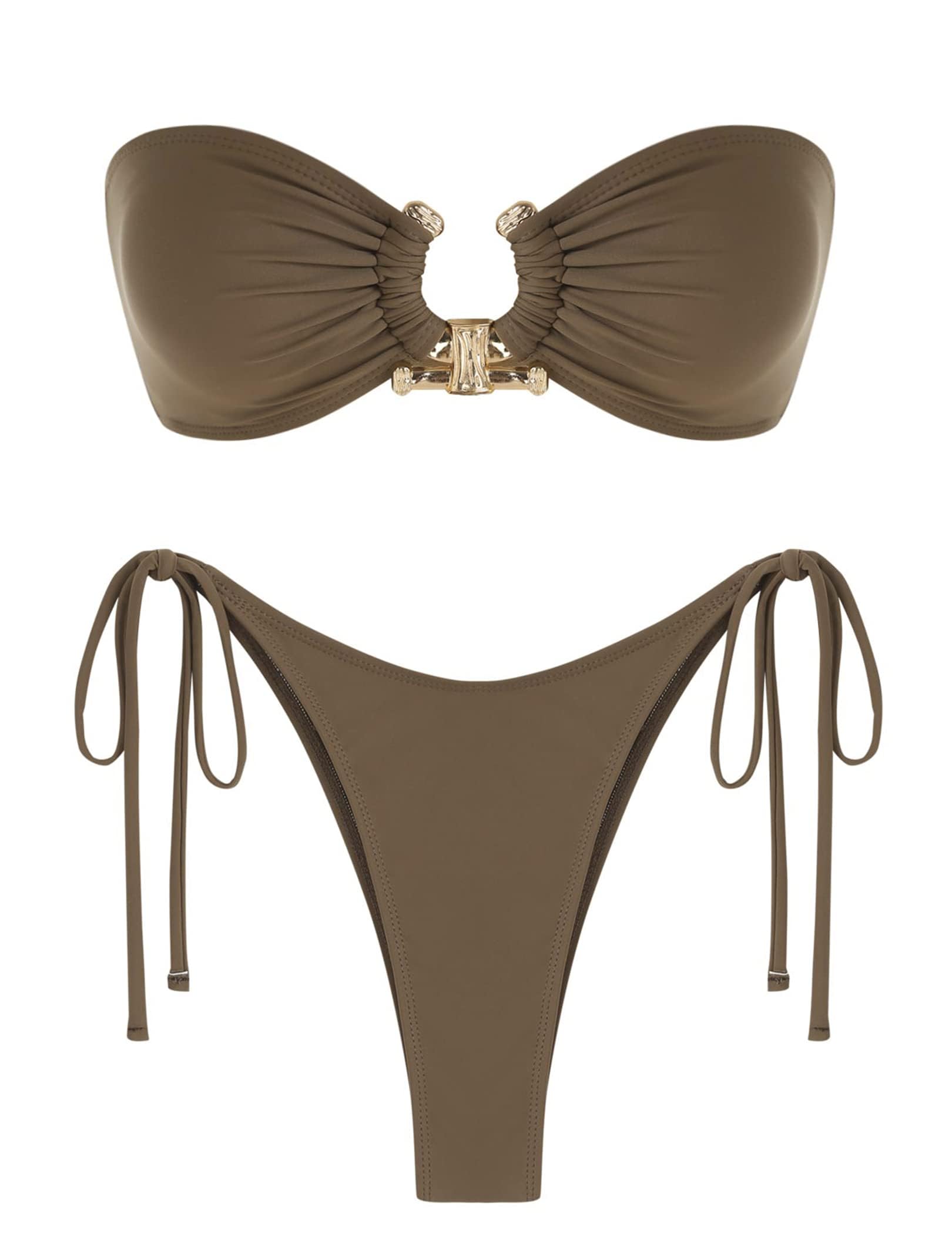 ZAFUL Bikini Sets for Women Strapless Top Sexy High Cut Two Piece Swimsuit