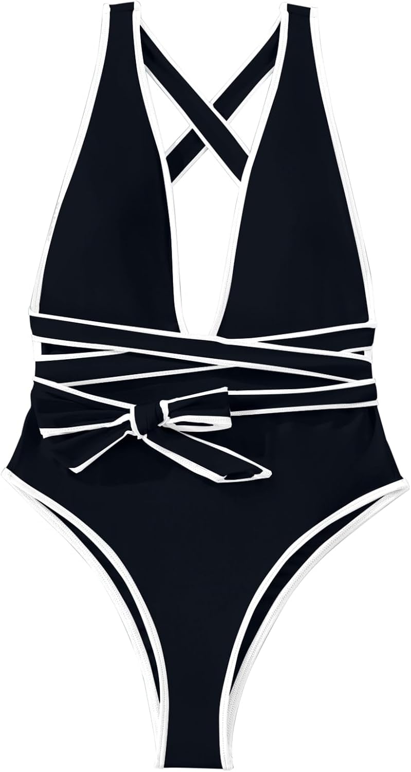 Lilosy Sexy One Piece Swimsuit Women Plunge Bathing Suits