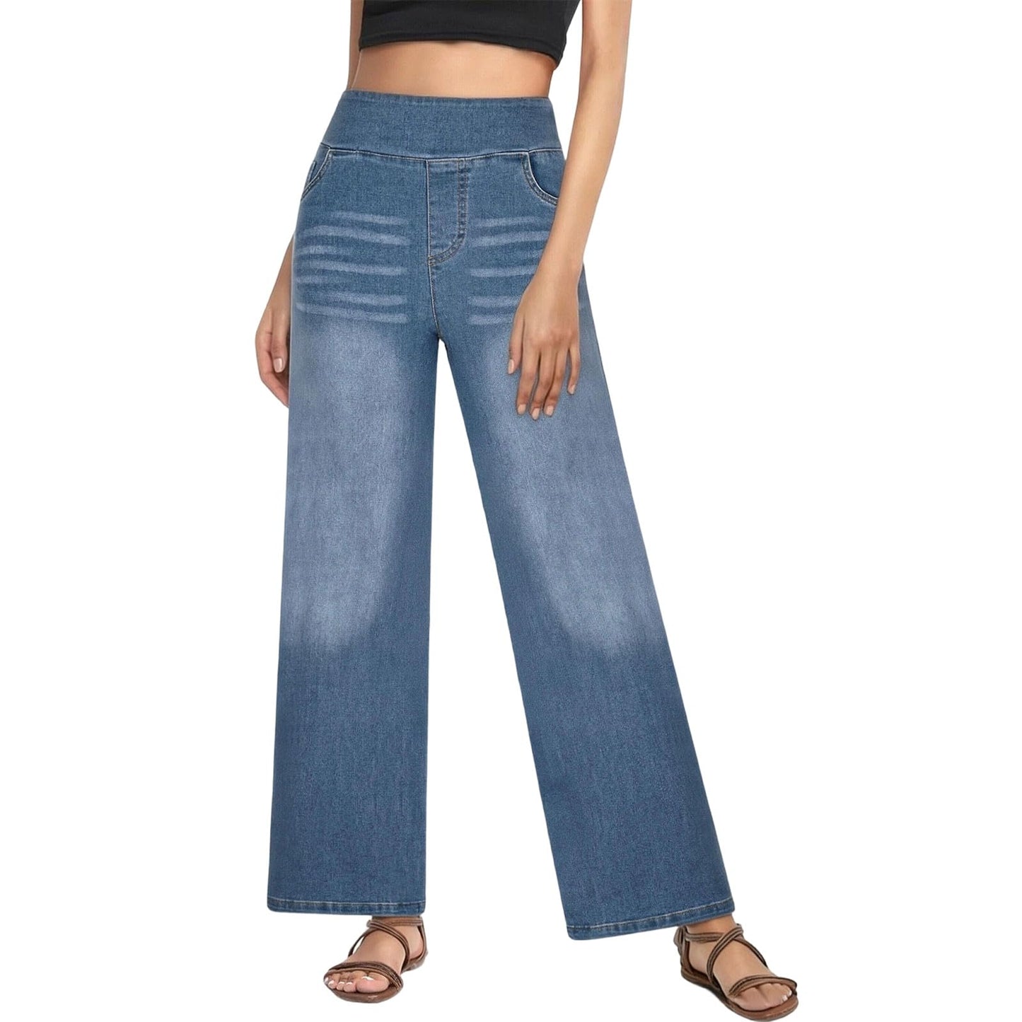 Womens Floral Embroidered Wide Leg Jeans Loose Baggy Casual Pants | Light Wash Jeans Women High Waist Straight Leg For Butt Lifting Leggings Petite Jeggings With Pockets Women'S Pants Leopard
