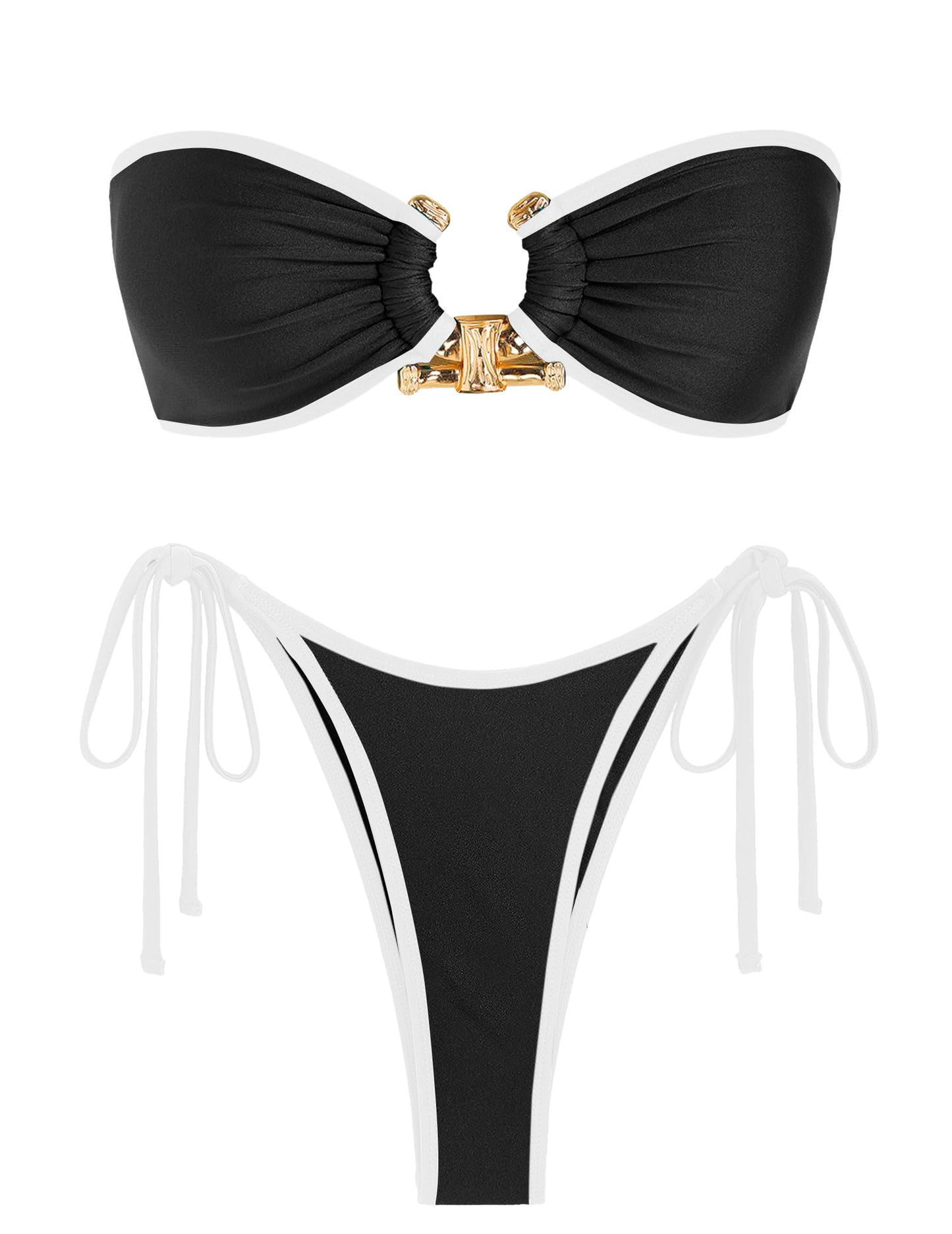 ZAFUL Bikini Sets for Women Strapless Top Sexy High Cut Two Piece Swimsuit