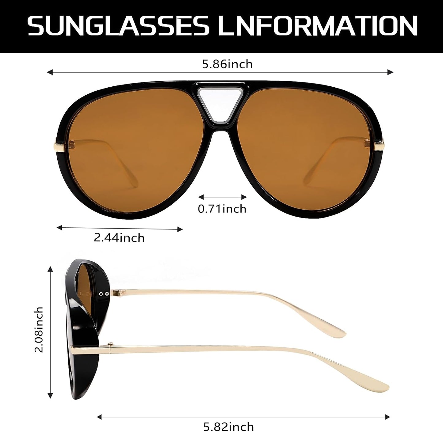 GUVIVI Retro Gold Aviator Sunglasses for Women Men Oversized 70s Glasses