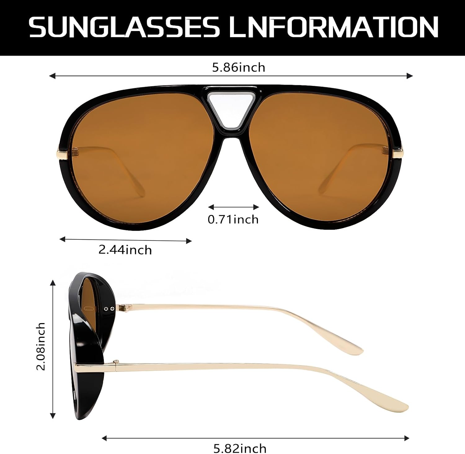 GUVIVI Retro Gold Aviator Sunglasses for Women Men Oversized 70s Glasses