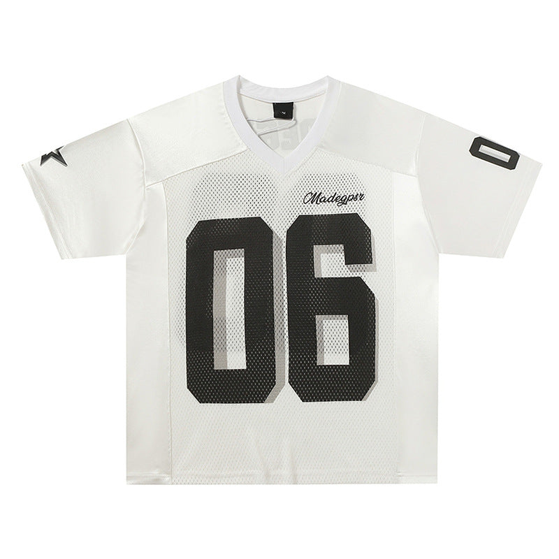 V-Neck Jersey Short Sleeve T-Shirt for Men and Women Breathable