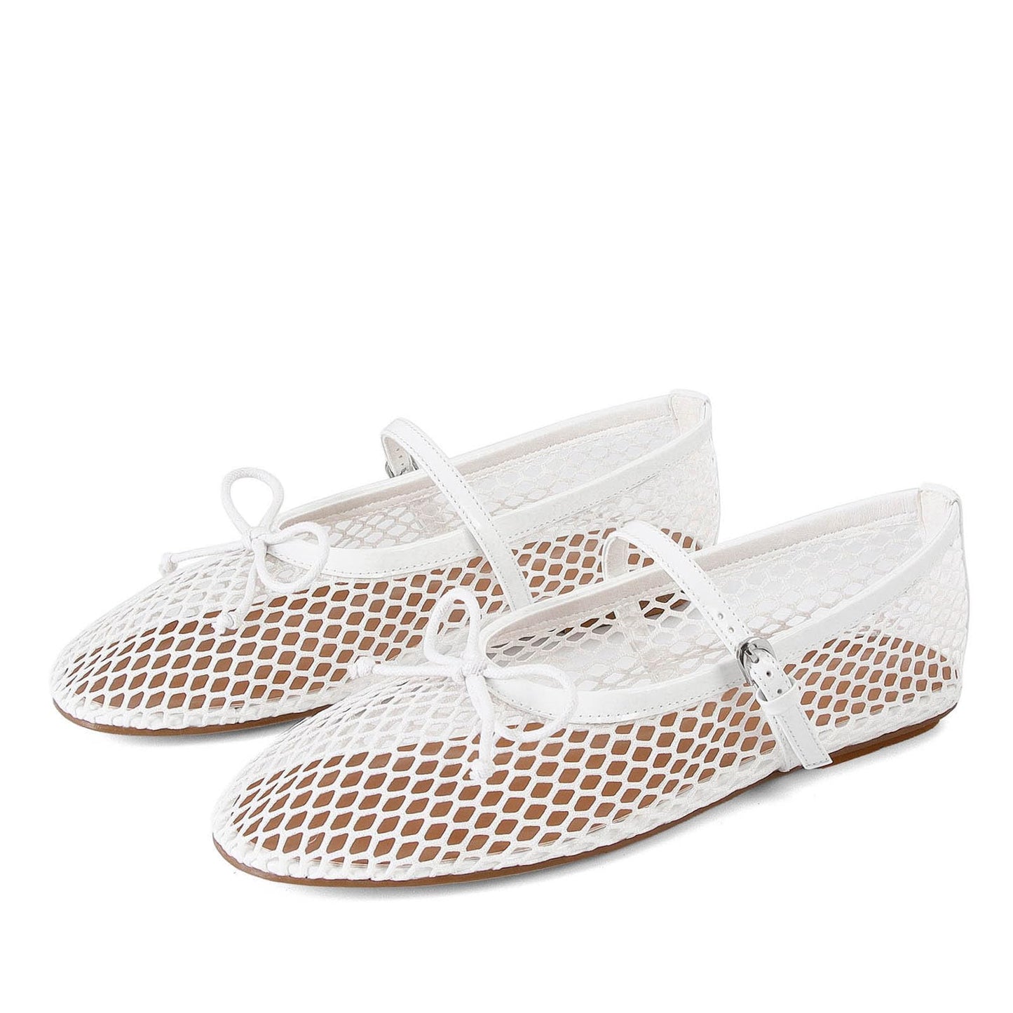 MICIFA Women's Mesh Ballet Flats Fishnet Ballerina Flats Buckle Strap Mary Jane Causal Daily Dress Shoes