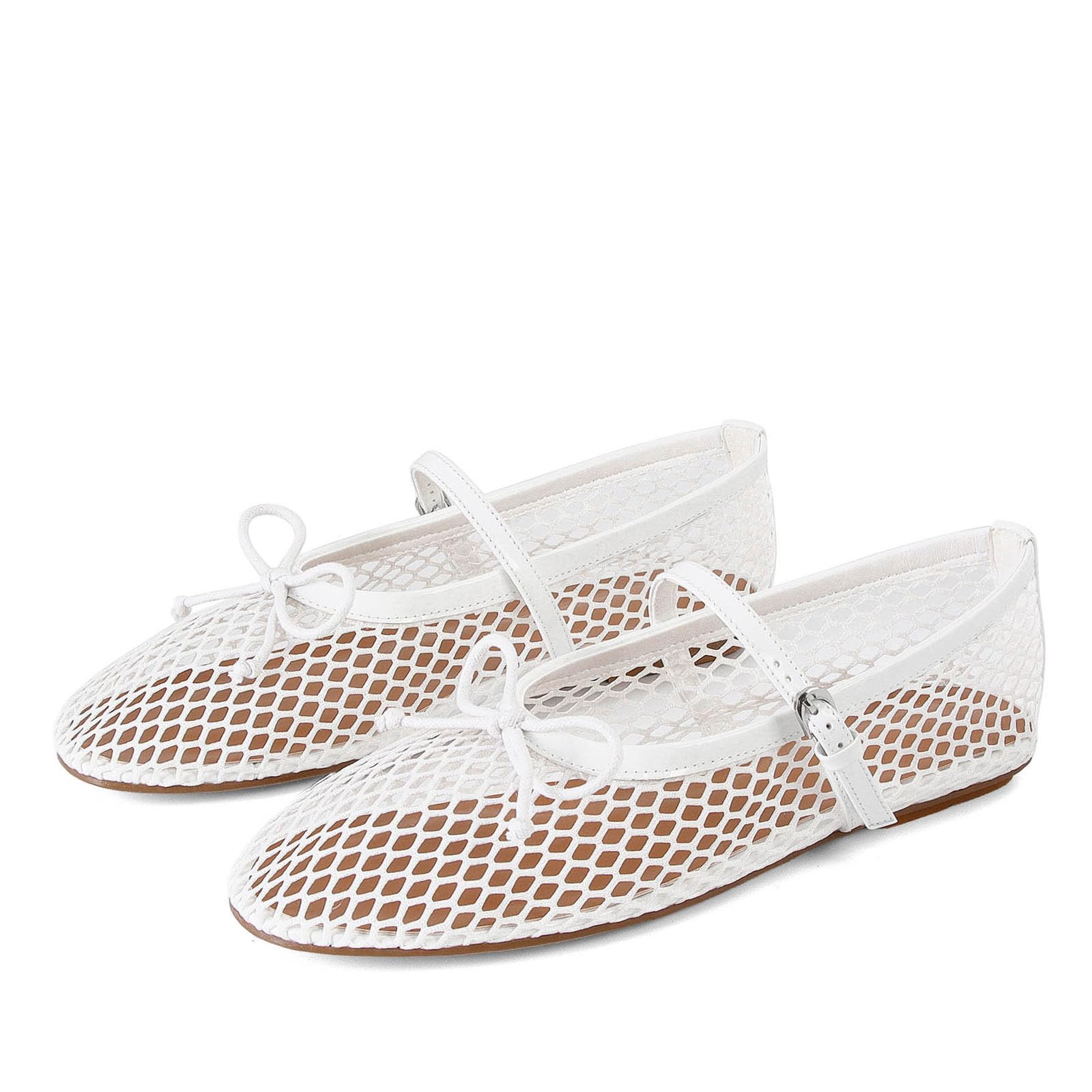 MICIFA Women's Mesh Ballet Flats Fishnet Ballerina Flats Buckle Strap Mary Jane Causal Daily Dress Shoes
