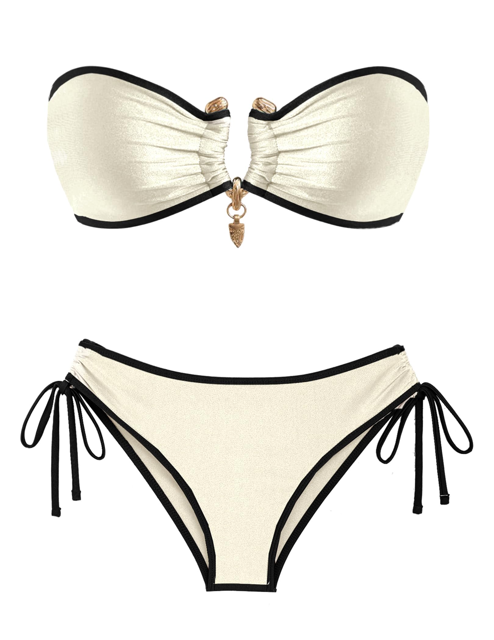 ZAFUL Bikini Sets for Women Strapless Top Sexy High Cut Two Piece Swimsuit