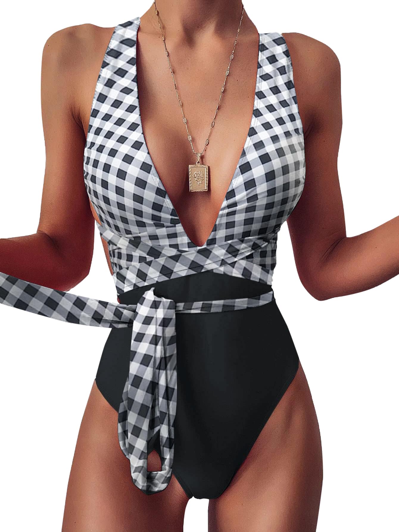 Lilosy Sexy One Piece Swimsuit Women Plunge Bathing Suits