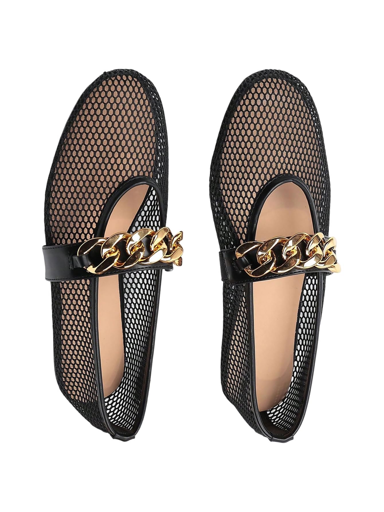 MakeMeChic Women's Lace Mesh Ballet Flats Comfortable Dressy Shoes